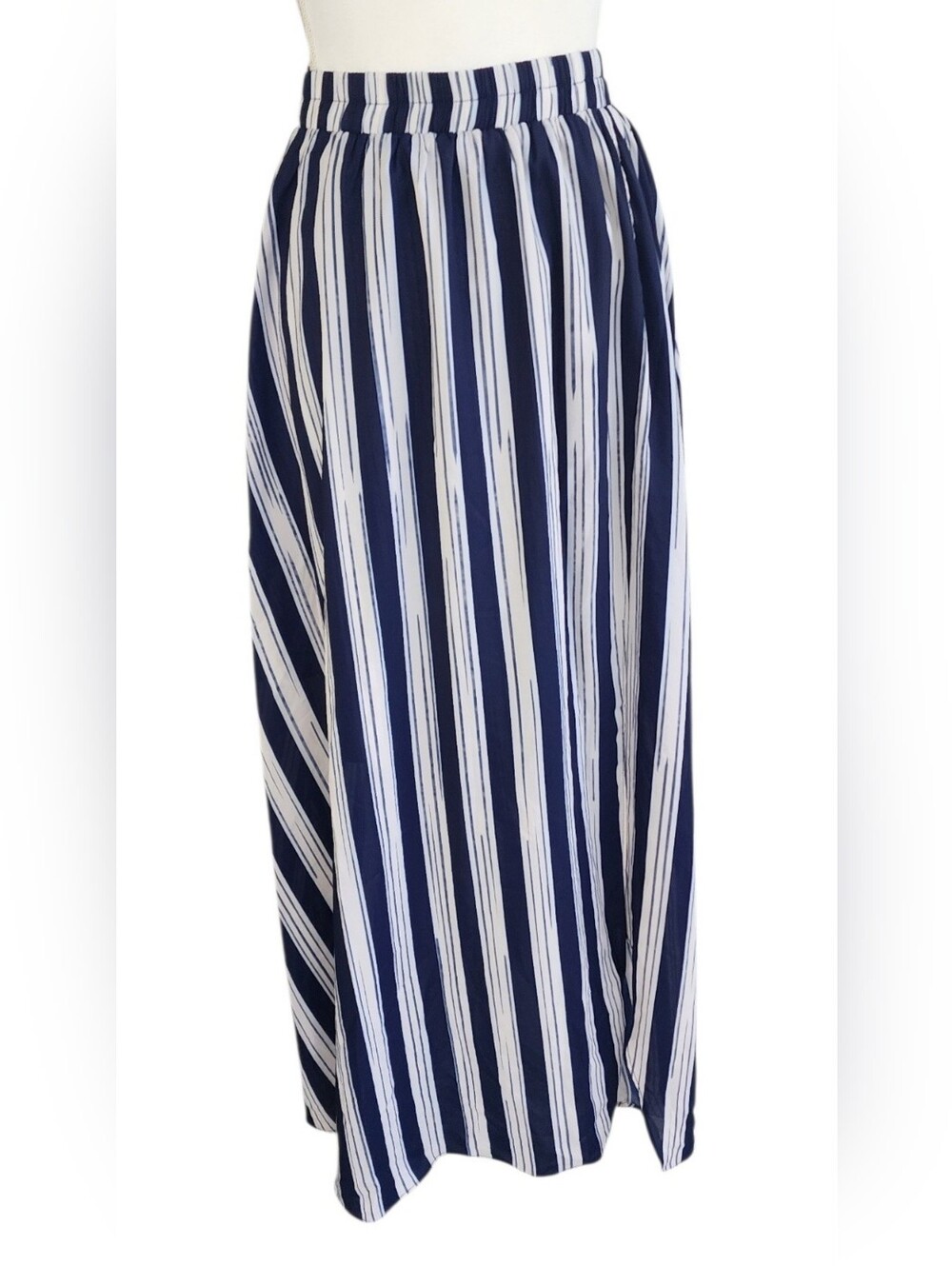 Lunemuse Navy and White Striped Maxi Skirt - Picture 2 of 10
